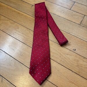 Dmitry Made in Italy Silk Tie Burgundy Red Blue Polka Dot Foulard Imani Uomo